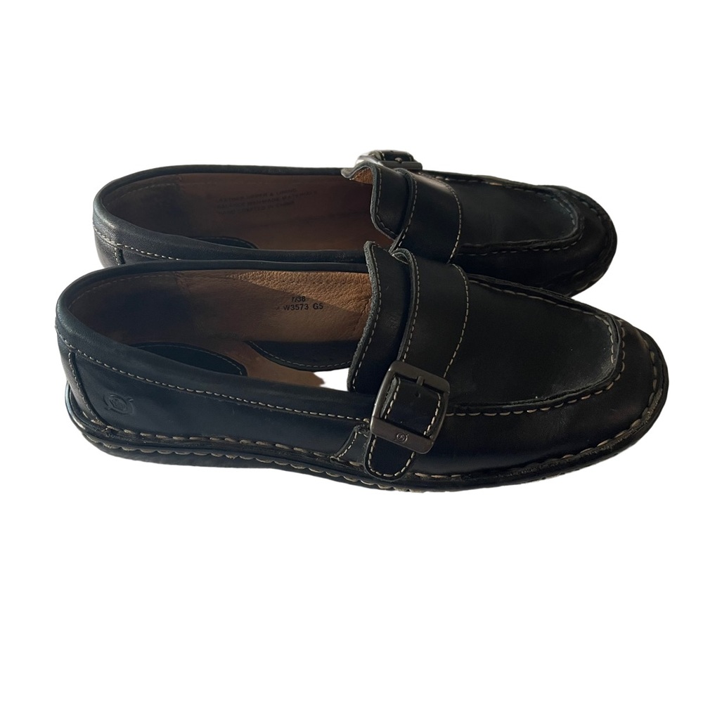 BORN Brown Leather Slip On Loafer Style Flats. Size 7 - Picture 4 of 8